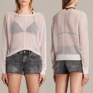 All Saints Pink Mesh Dolan Sleeve Sweater / Cover Up, sz Medium